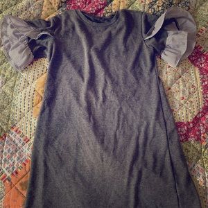 Gray Dress with Ruffle Sleeves